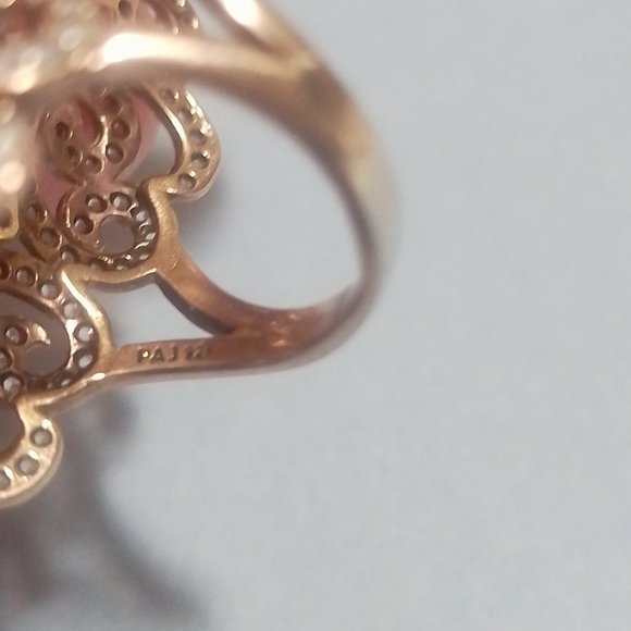 14k Rose Gold Plated Sterling Silver Lab-Created White Sapphire Filigree Ring S7 - Picture 5 of 11